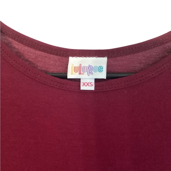 LuLaRoe Irma Tunic Top XXS Maroon Burgundy Red - Picture 4 of 4